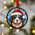 Bernese Mountain Dog in Santa Hat Suncatcher Decoration
